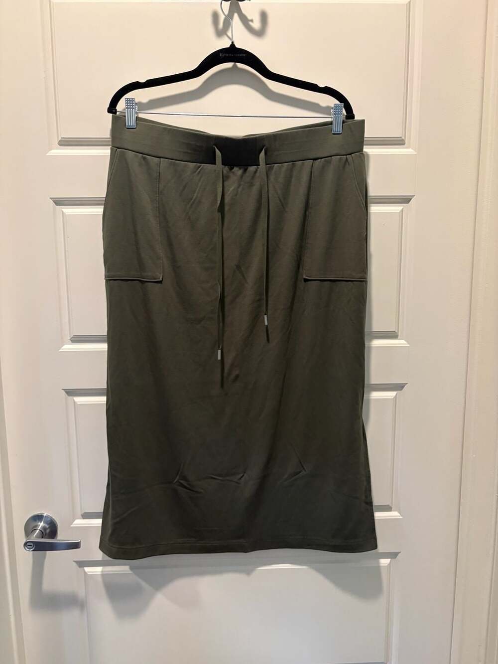 Cozy Earth Drawstring Midi Cargo Skirt in Olive